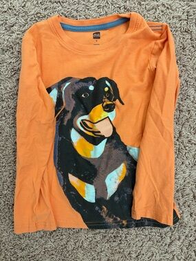 Tea Collection Orange Long-Sleeve Dog Graphic Tee